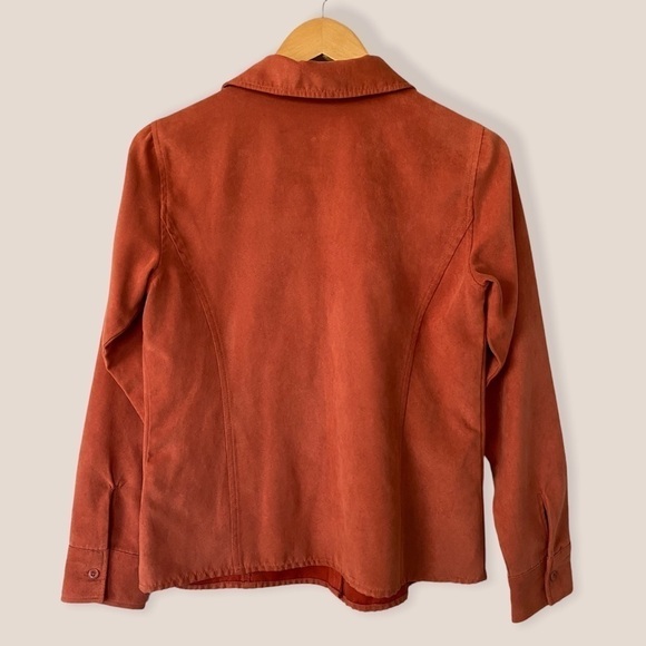 NORTHERN Reflections Burnt Orange Suede-Like Button Down Shirt - Picture 5 of 8